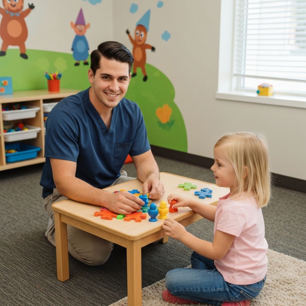 ABA therapy session with child and therapist